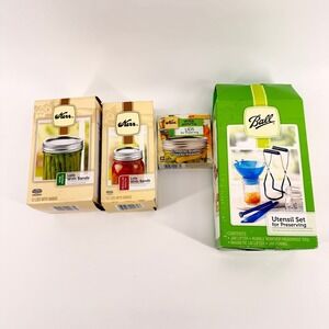 Kerr Ball Canning Bundle Lids Bands Wide Mouth + Utensil Set